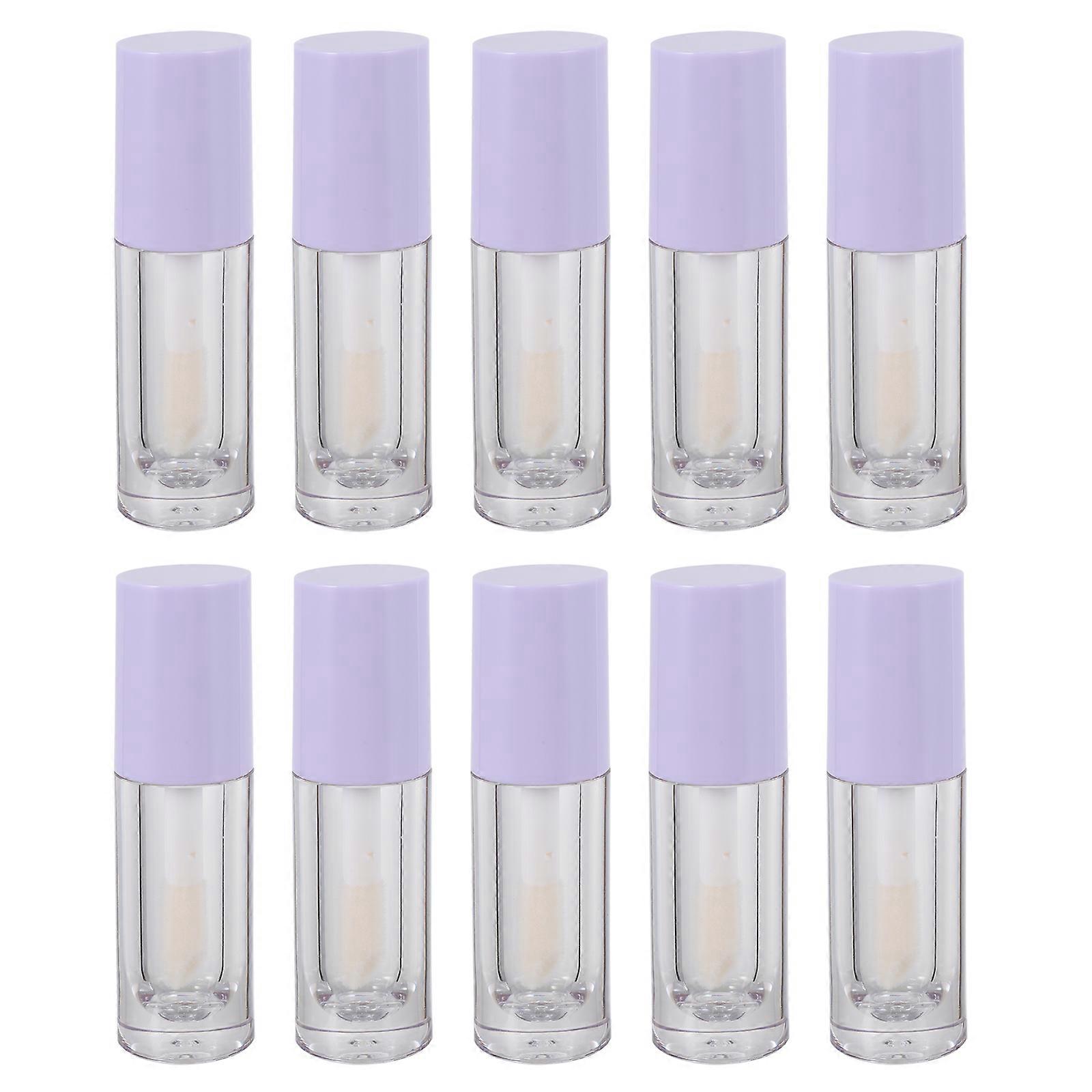 10pcs 6ml Transparent Lip Gloss Tubes Portable Bottles with Brush Head Inside