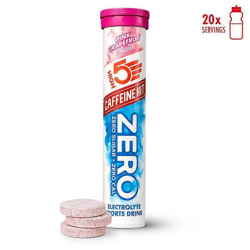 High 5 Zero Electrolyte Sports Drink Pink Grapefruit Caffeine Hit- 20 Tablets - Pack of 8