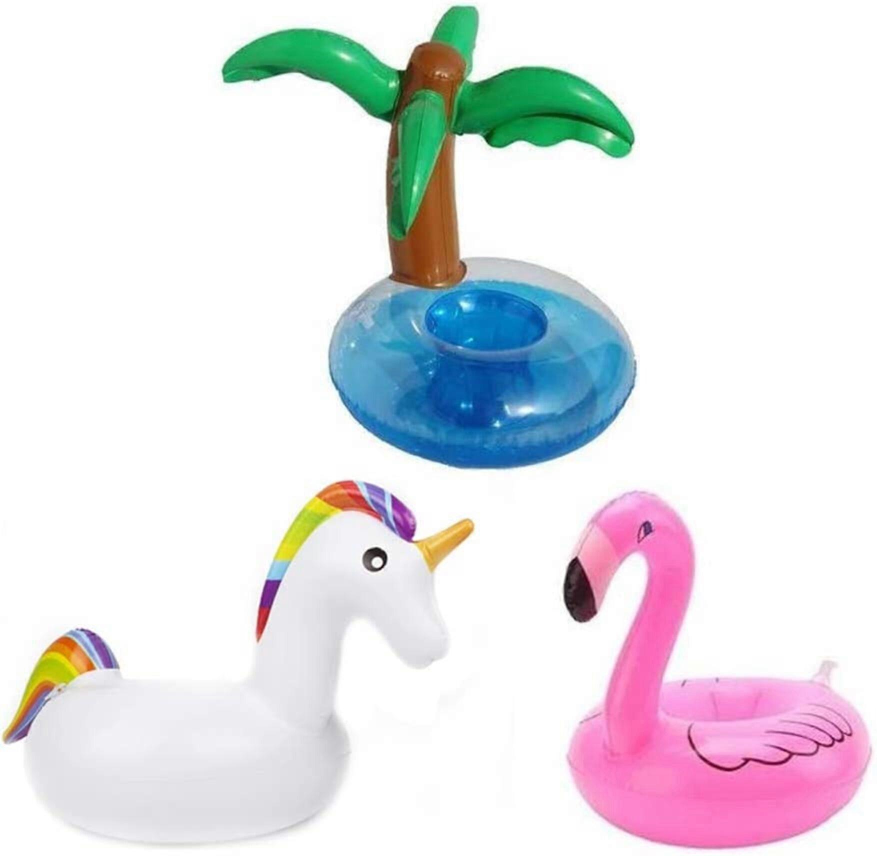 Inflatable drink holders, unicorn flamingo palm island fruit 3 piecesNEW7