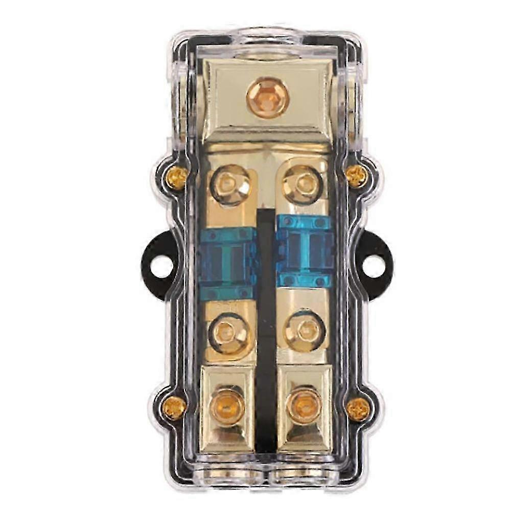 Power Distribution Block (2 Way) 4/8 AWG Gauge Fuse Holder Distribution Block 4 Gauge in to (2) 8 G