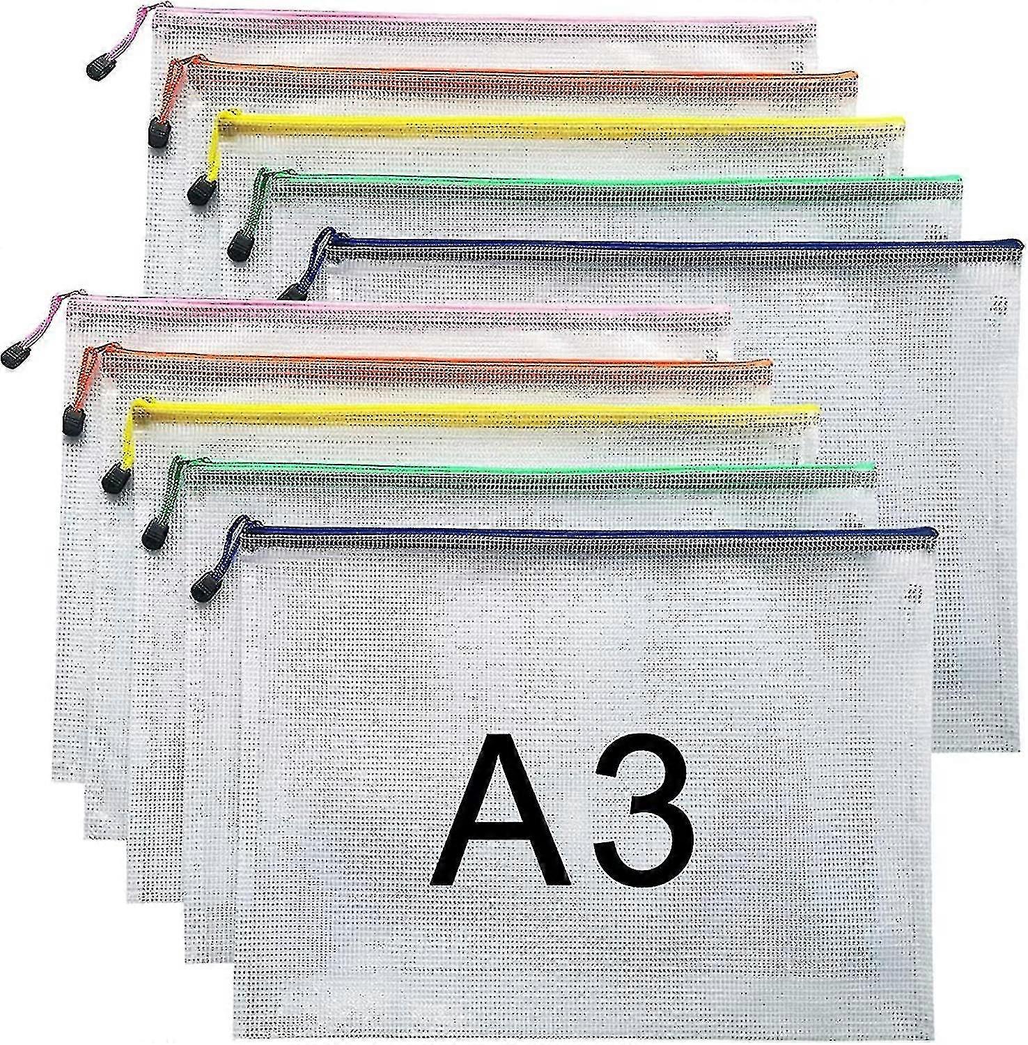 A3 Document Folder File Zipper Bags Plastic Wallets Folder (a3-10pcs) U