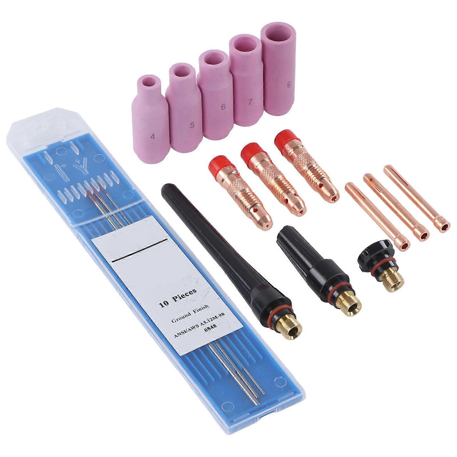 17Pcs TIG Welding Set ABS Argon Arc Welding Torch Glass Infusion Parts Set for WP17 18 26 Torch