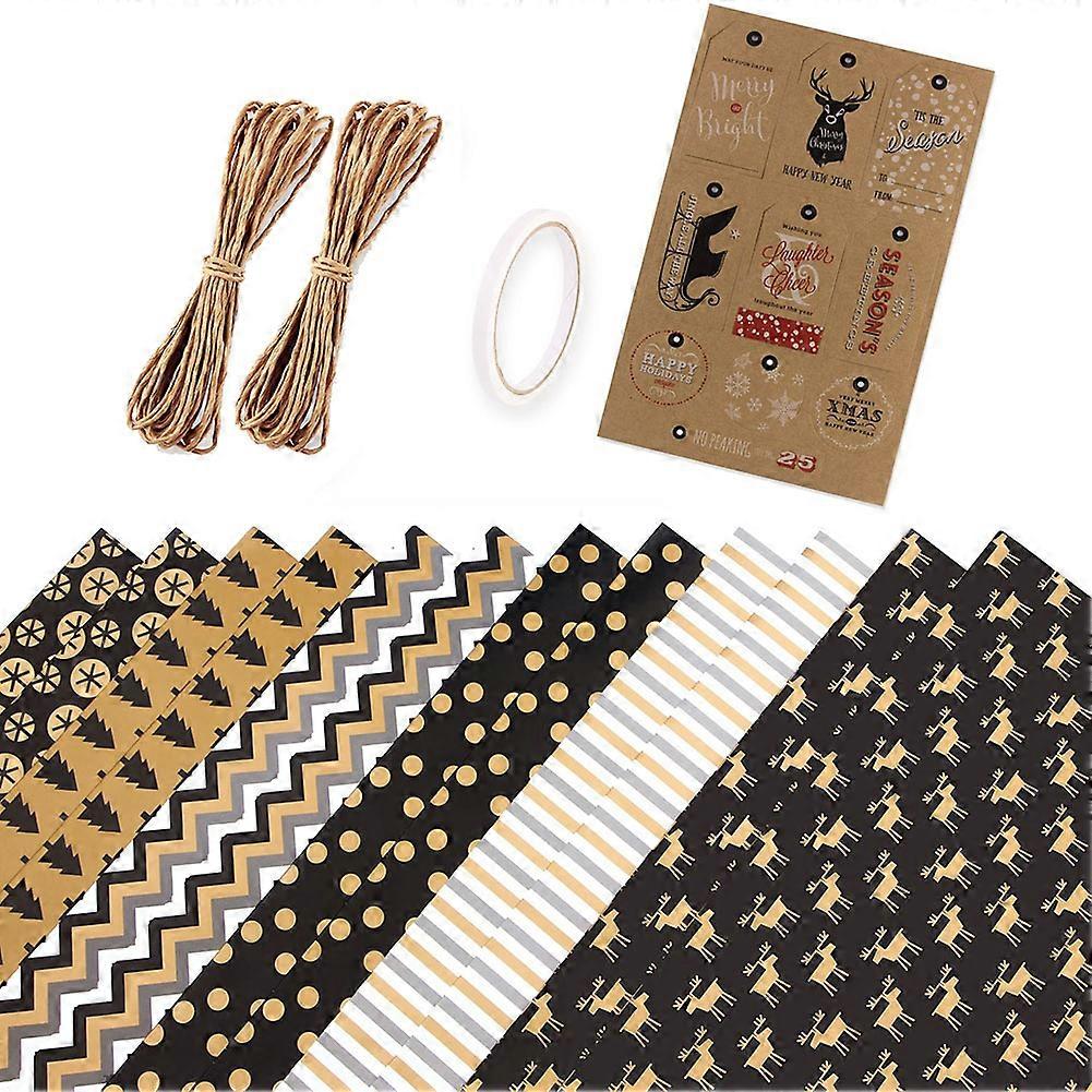 12 Sheets Christmas Wrapping Paper,Gift Wrapping Paper with 6 Different Patterns,Wrapping Paper for