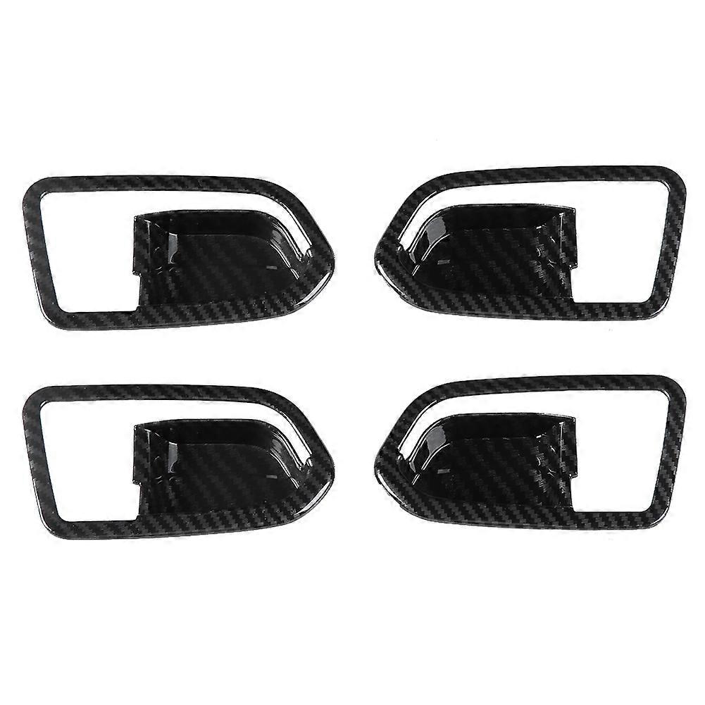 4個/セットABSカーボンファイバーインテリアドアハンドルカバートリム保護ステッカートヨタRUSH 2019に適合