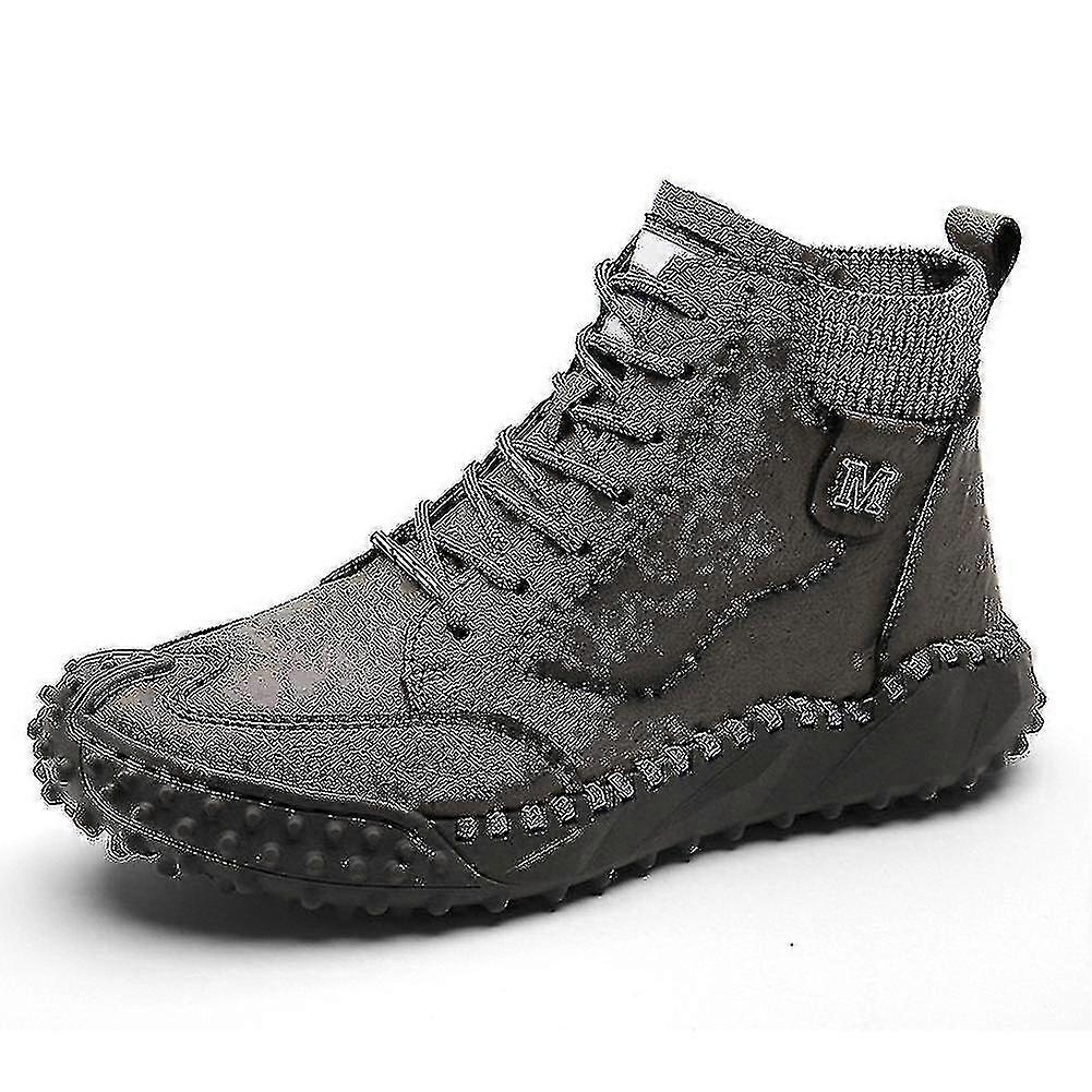 Vintervarme støvletter mænd Retro mikrofiber læder skridsikker afslappet ankelstøvler foret overdådig vandtæt snesko