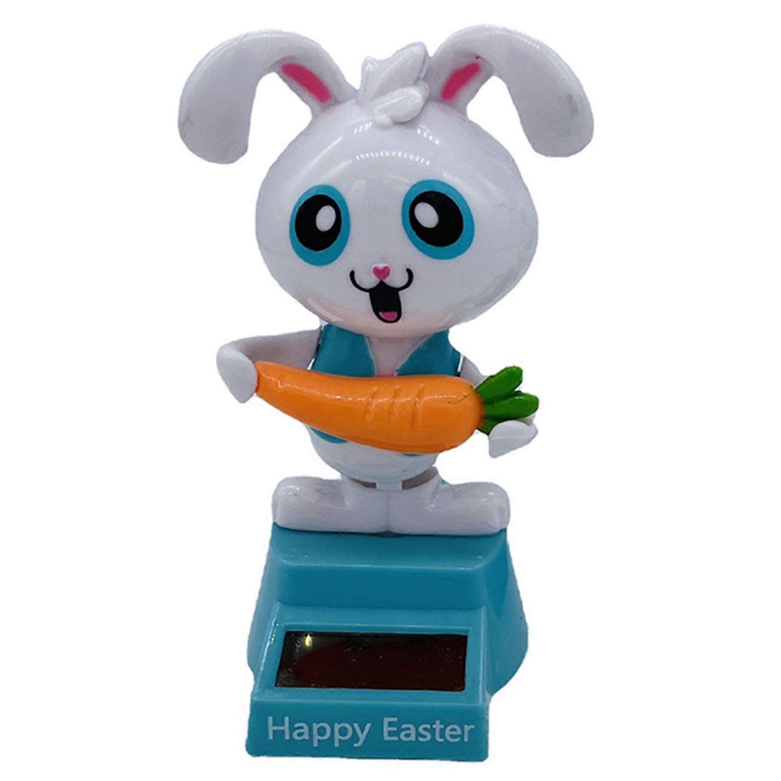 Solar Wobble Head Car Dashboard Decor Toy Cartoon Easter Rabbit Figure Dynamic Auto Ornaments for