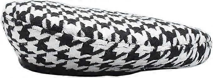 SBSG Women's Luxury Houndstooth Pattern Beret Beanie Hat