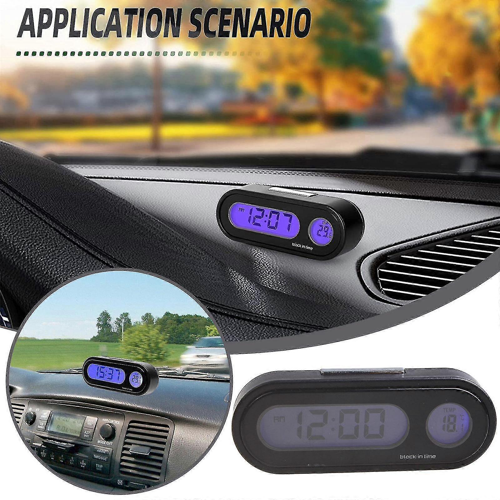 Car Clock Digital Thermometer Time Watch 2 In 1 Auto Luminous Clocks