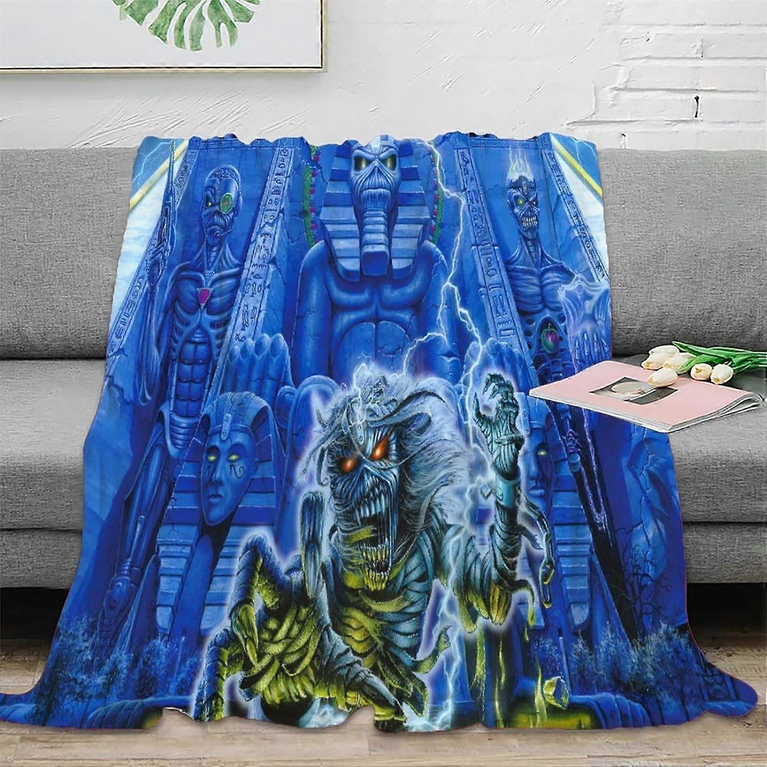 Fluffy Flannel Throw 3D Iron Maiden Styles Plush Blankets Luxurious Super Soft Warm And Cosy Throws Modern Design Fleece Blanket Sofa And Bed Blankets