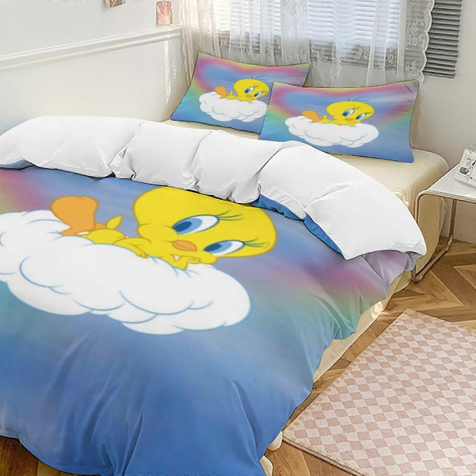 c631 TweetyBird 2 Capa de Edredom de Cama Conjuntos de Cama de Microfibra Conjuntos de Edredom Leve de 3 Peças, 1 Capa de Edredom e 2 Fronhas para Crianças ee631