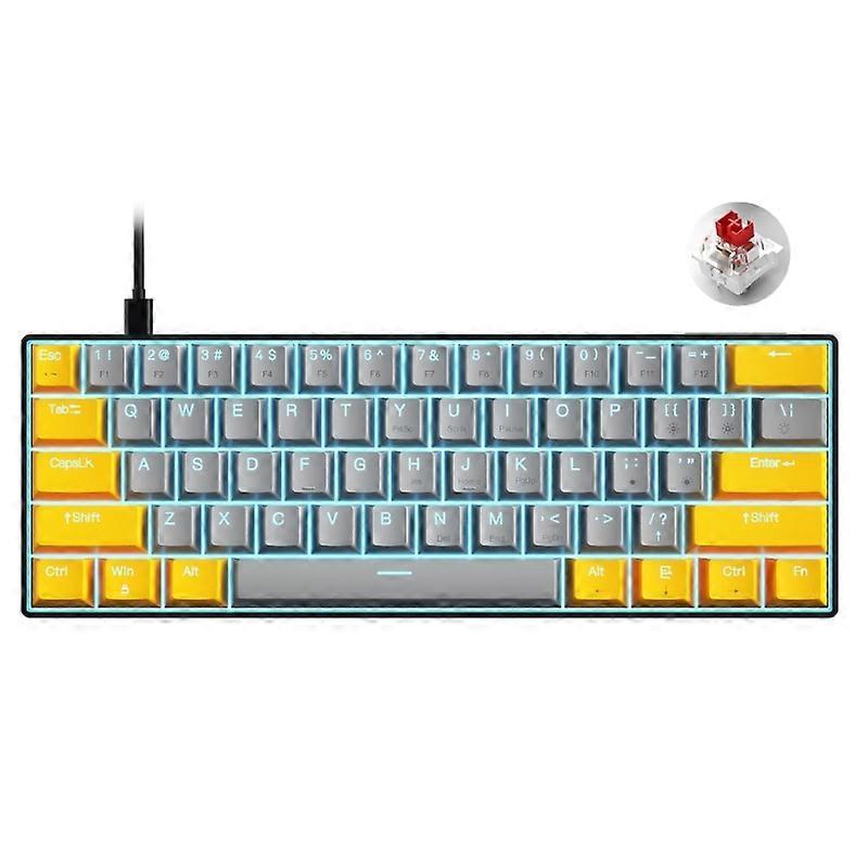 K61 Wired Mechanical Keyboard 61Keys Portable Blue Backlit Programmable Green/Red Switch HotSwap Keyboard for Games