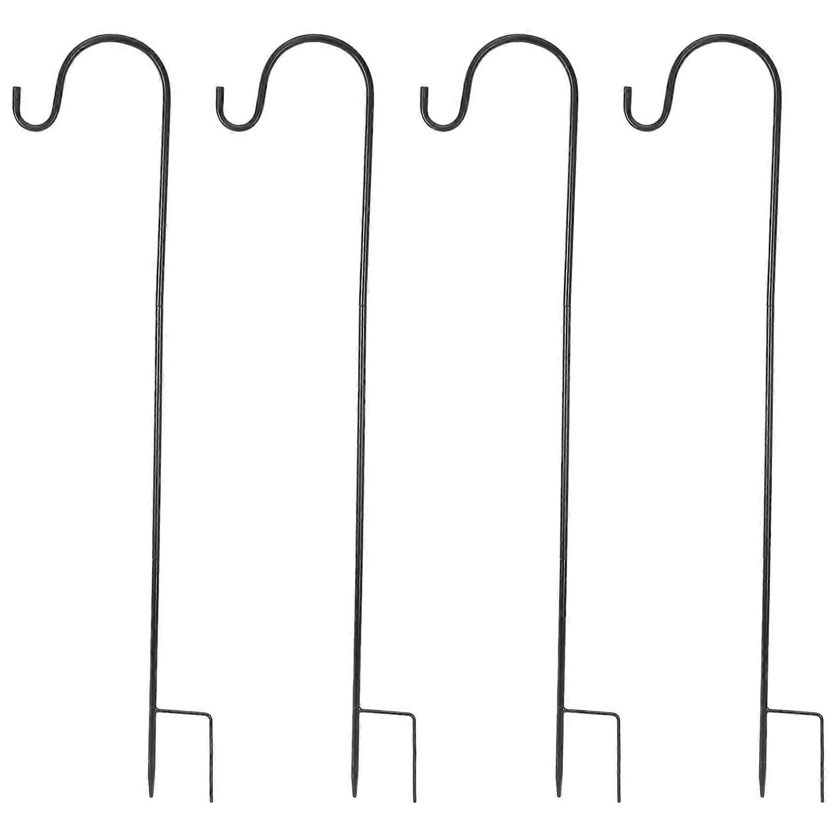 4 Pcs Adjustable Shepherd Crook Hooks,Festoon Pole with Base,Garden Border Hook for String Lights,F