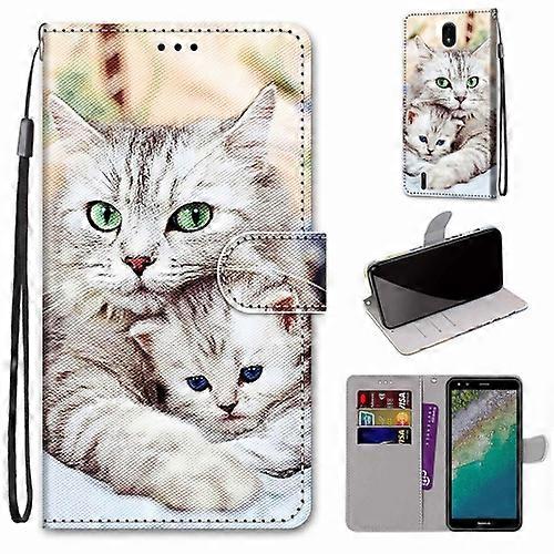 For Nokia C01 Plus Coloured Drawing Cross Texture Horizontal Flip PU Phone Leather Case