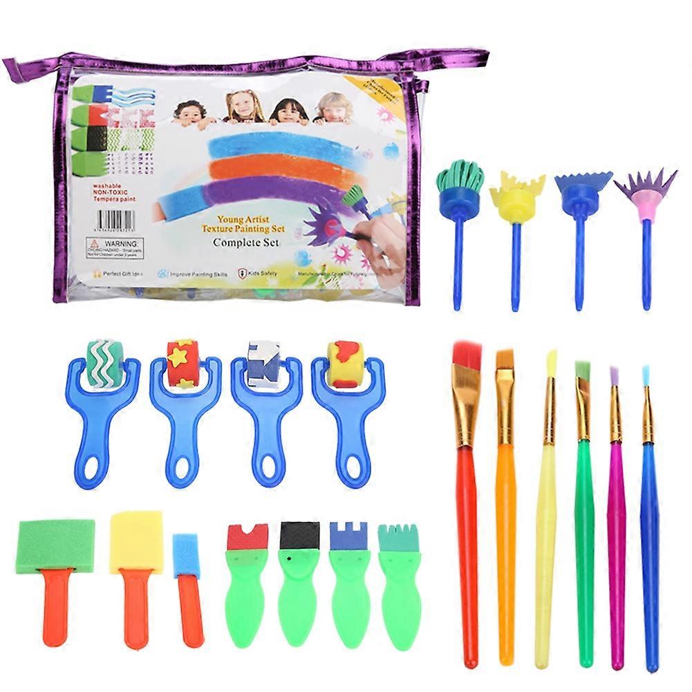 26pcs Kids Painting Supply Brushes Sponge Paint Brush Toy Seal Tool Drawing Set for Child Play
