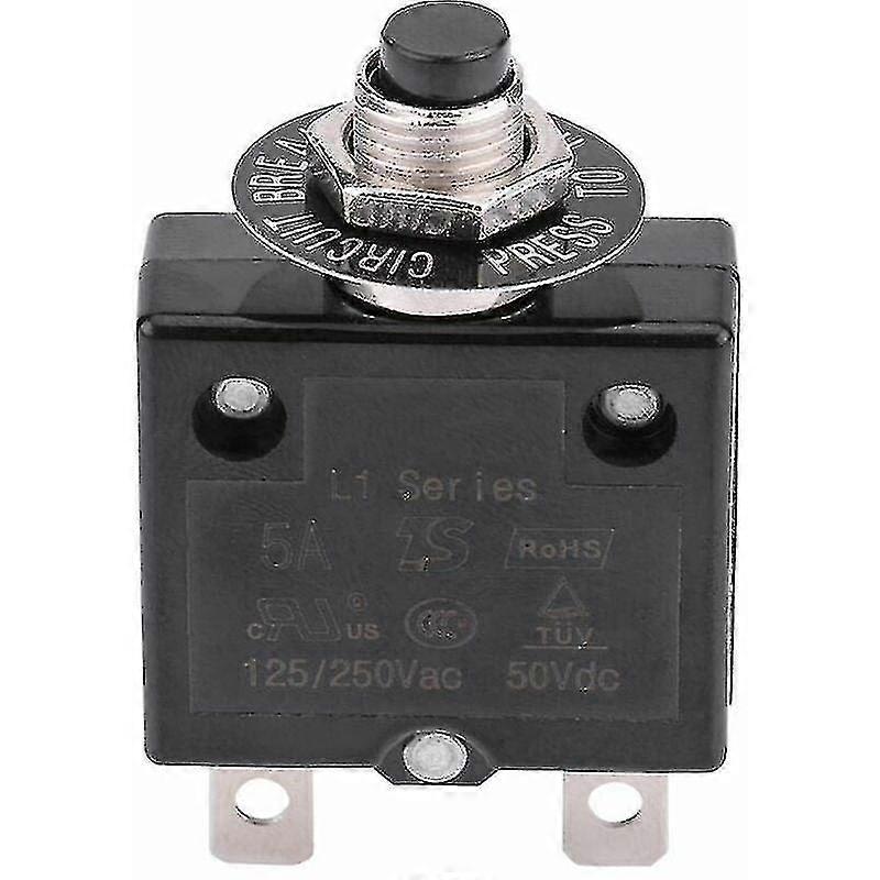 Circuit Breaker 5a 8a 10a 15a 18a 20a 30a Optional Reset Thermal Switch, 125-250v Ac 50v Dc Current Overload Protection Push Button Circuit Breaker(15