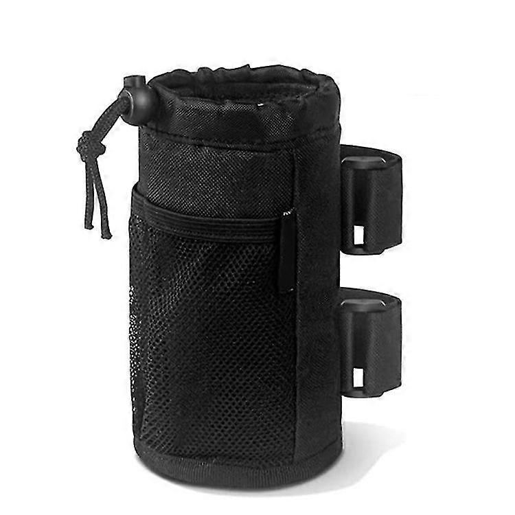 حامل أكواب لحامل أكواب كرسي متحرك ووكرسي متحرك، حامل مشروب عالمي، حامل زجاجة مياه مع جيوب شبكية، أسود