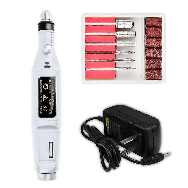1Set Pro Electric Manicure Drill Machine Pen Pedicure Nail File 6 Bits
