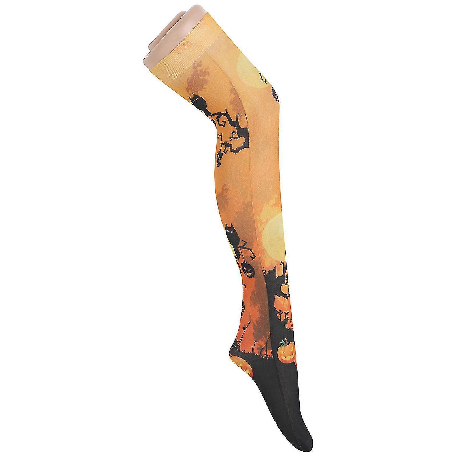 Femmes Filles Halloween Bat Castle Print Knee Party Chaussettes Bas En Soie Bas