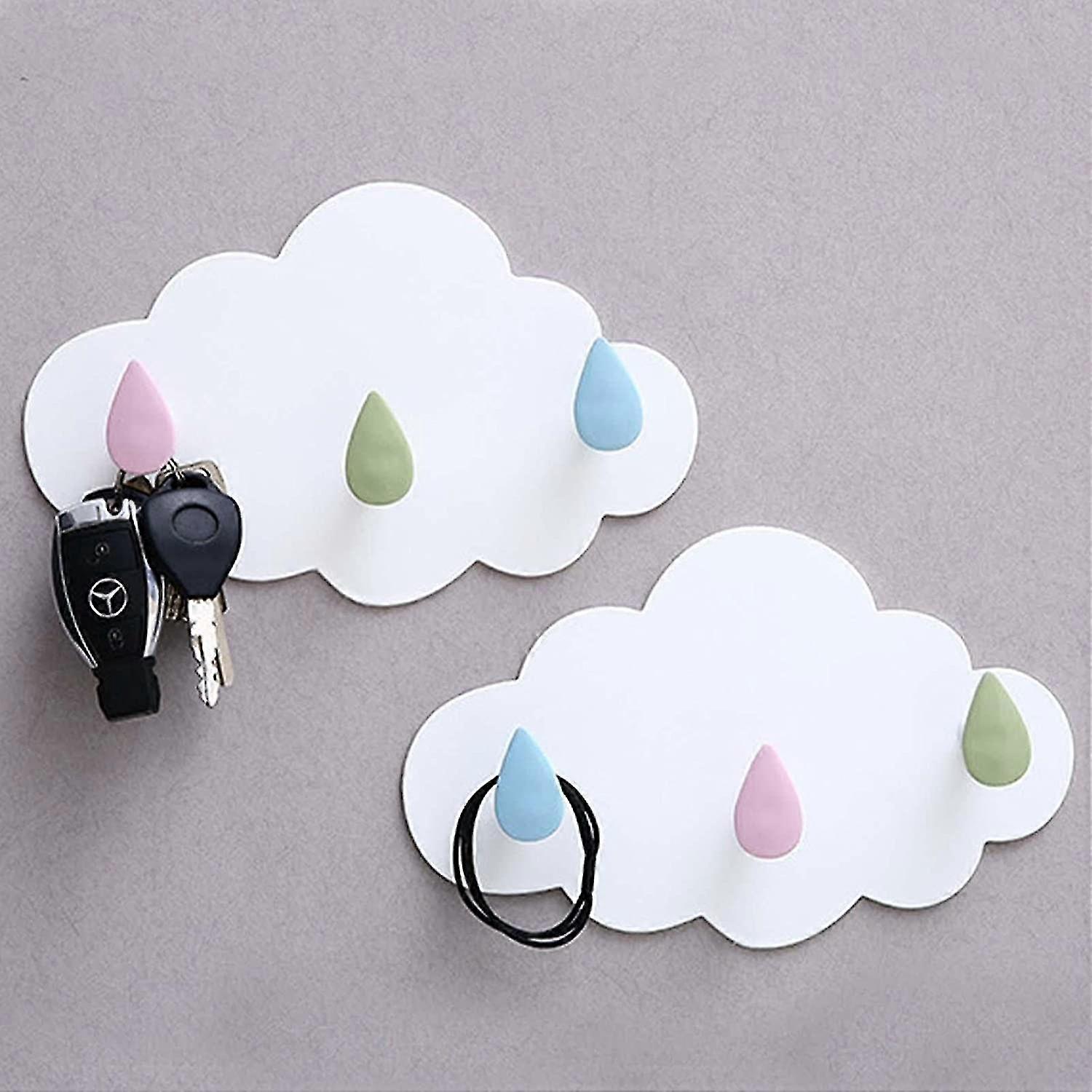 2pcs Multi Functional Cloud Wall Hooks, Cute Self Adhesive Coat