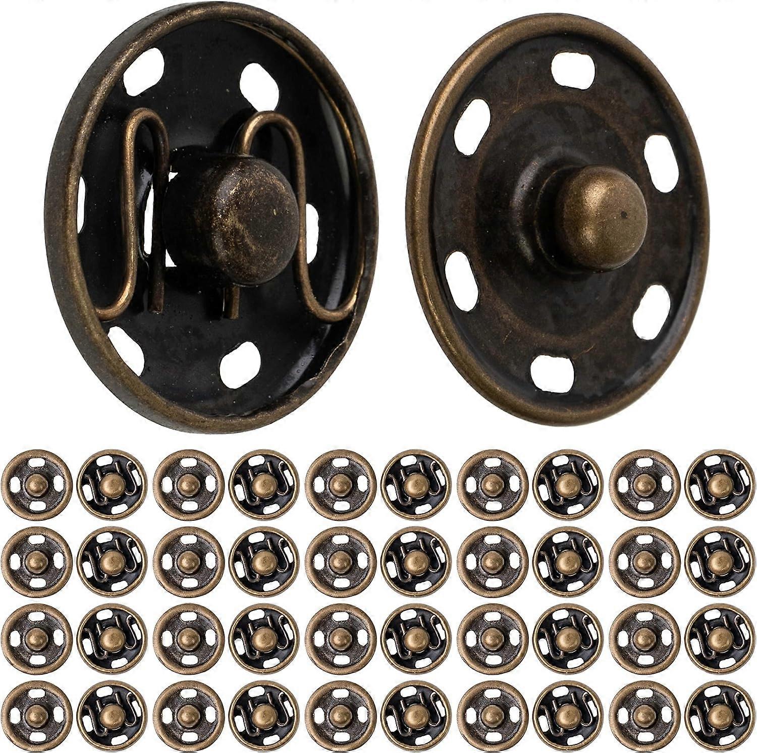 Sewing press studs, 12 mm, 20 pairs in brass color, Clasps for clothing and textiles, Stainless metal spring clip, DIY accessories, Buttons for cloth