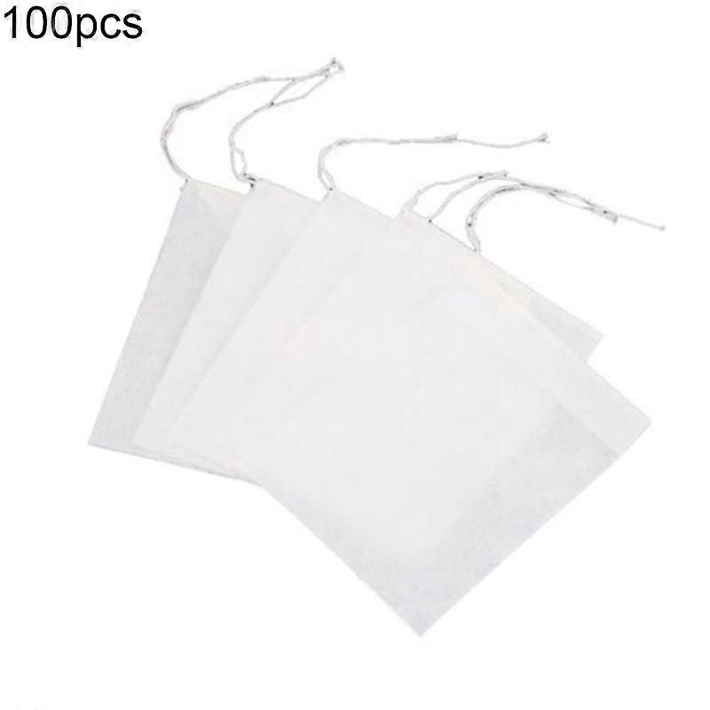 100Pcs Non-Woven Fabrics Empty Teabags String Seal Filter Paper Loose Tea Bags