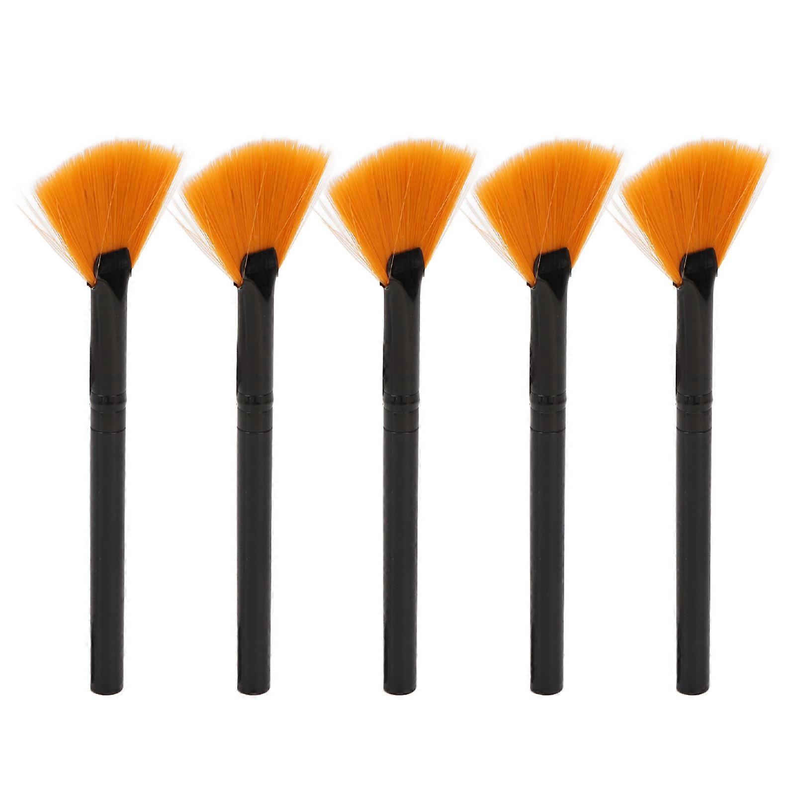 5pcs Fan Mask Brush Long Handle DIY Soft Facial Applicator Brush for Mud Mask Blush Glycolic Peel