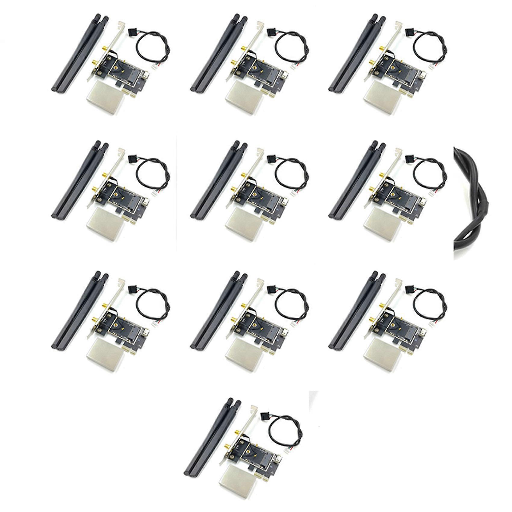 10X NGFF M2 Wireless Card to PCI-E Pcie Desktop Bluetooth Adapter with 2 AC Antenna for Intel AX200