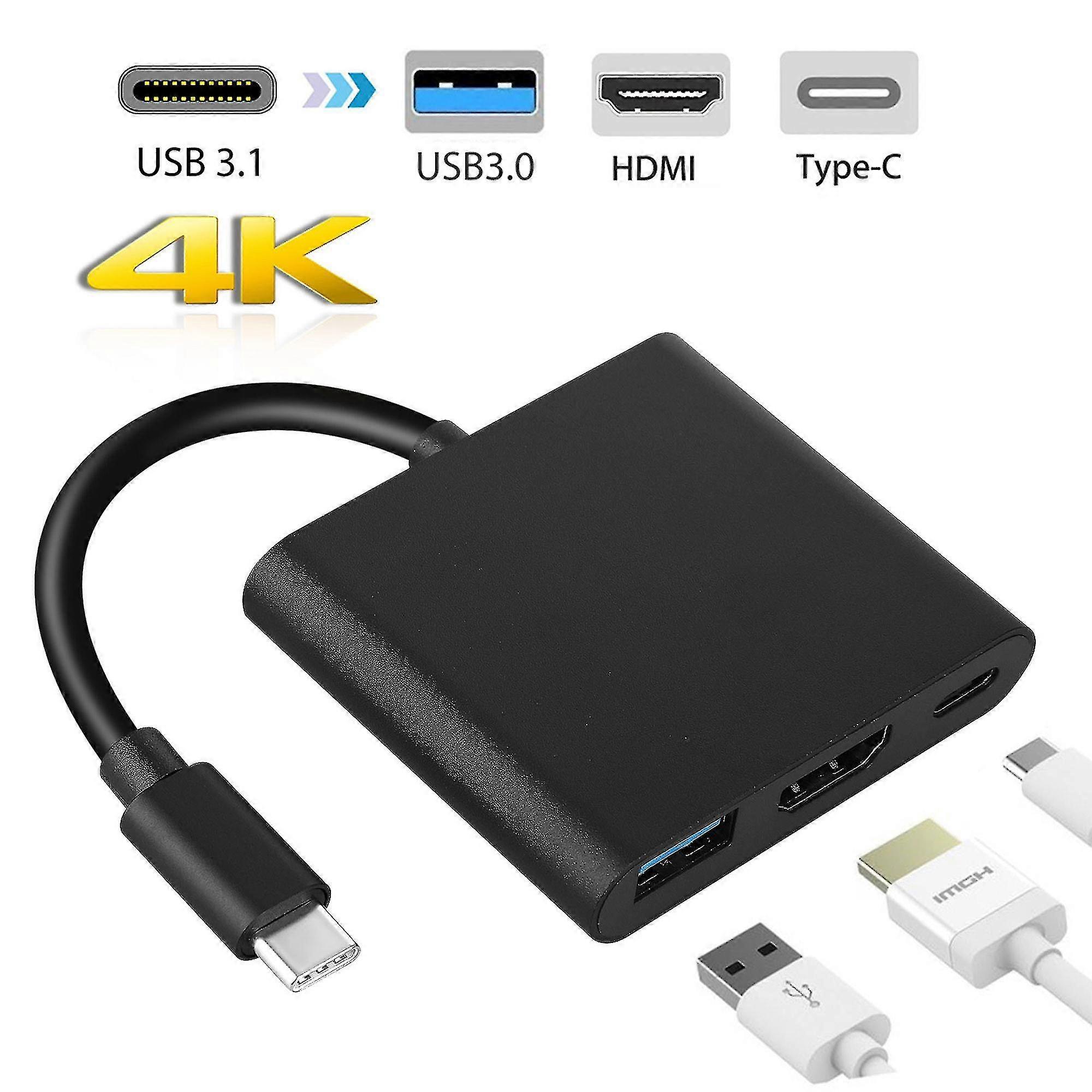 3-in-1 Type C To 4k Hdmi Cable Adaptor Converter For Macbook Chromebook
