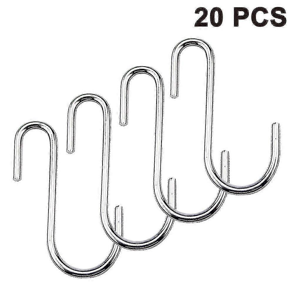 20 Pack Heavy Duty S Hooks Pan Pot Holder Rack Hooks Hanging Hooks Silver