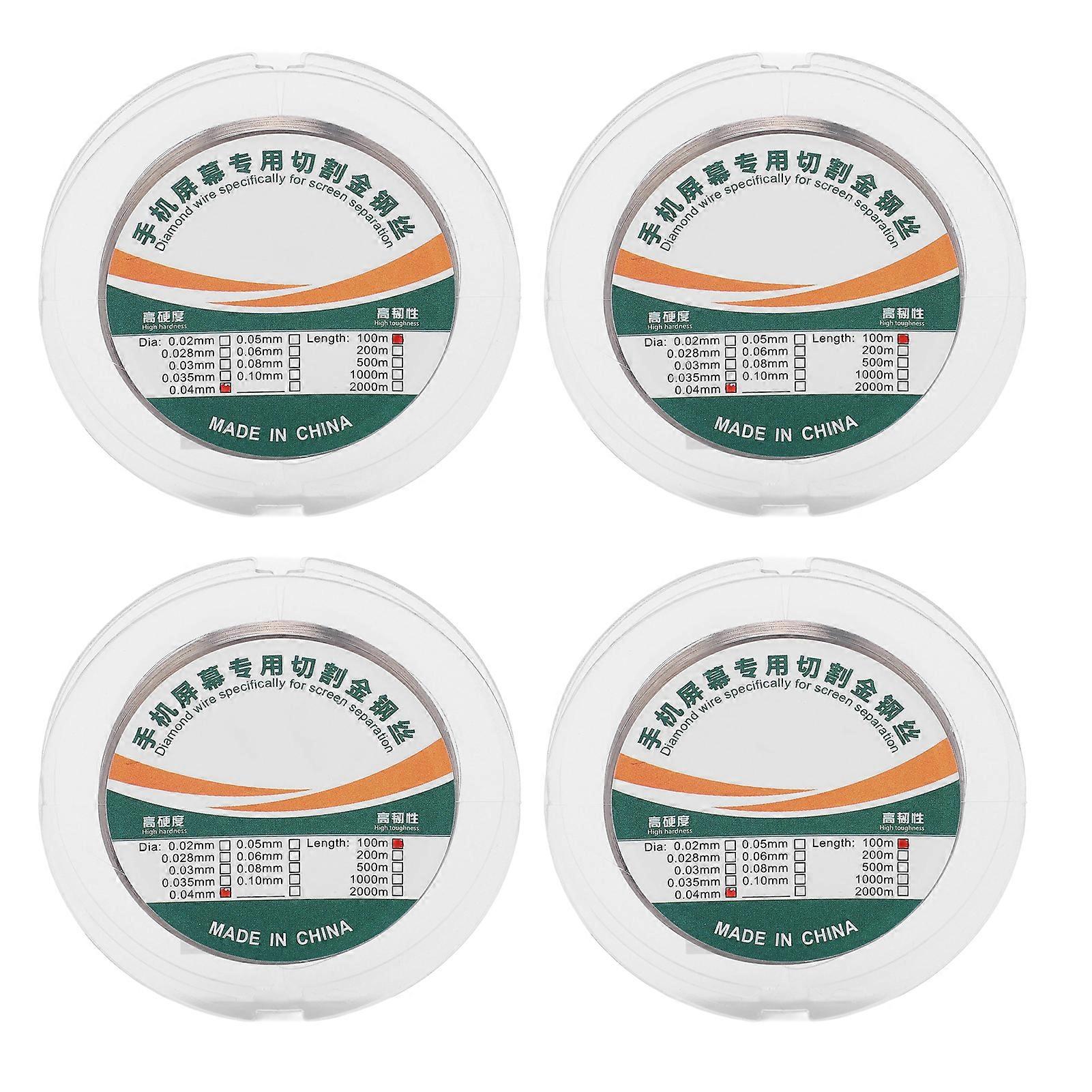 4 لفات خط قطع شاشة الهاتف 100 متر طول الكربون الصلب عالية قوة الشد الموليبدينوم قطع خط الأسلاك 0.04 مم