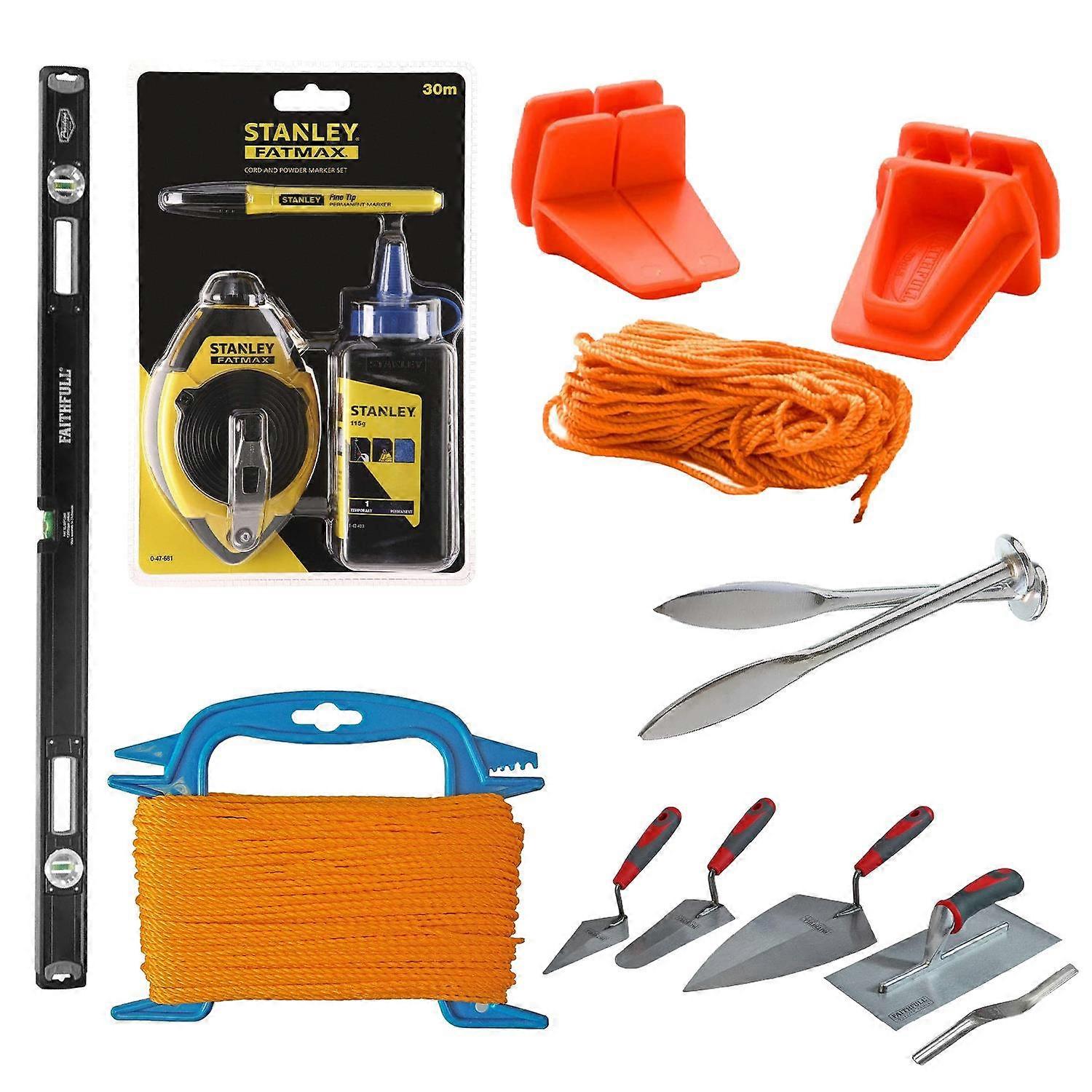 Stanley Faithfull & Footprint Professional Bricklayers Line Starter Tools Set