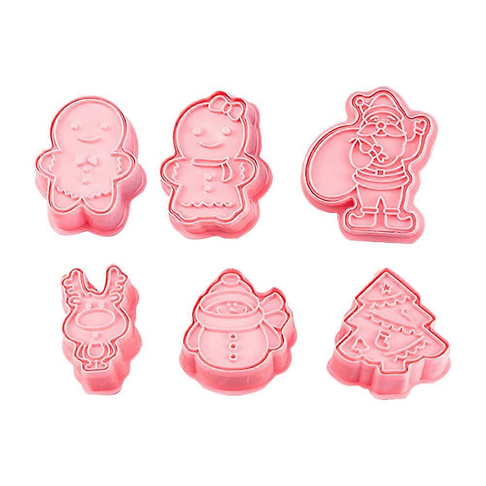6pcs DIY Biscuits Molds Cartoon Cookie Baking Tools Baking Mold (Pink)