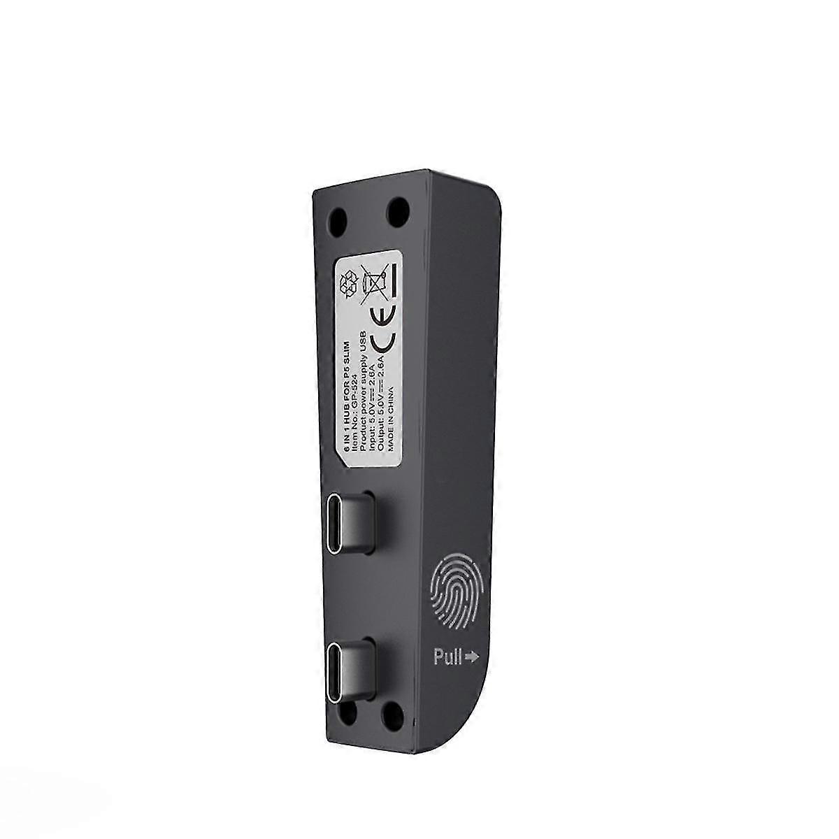 For Slim 6-in-1 Usb 2.0 Hub Data Transfer Extender Usb Multi-function Portable Splitter,black