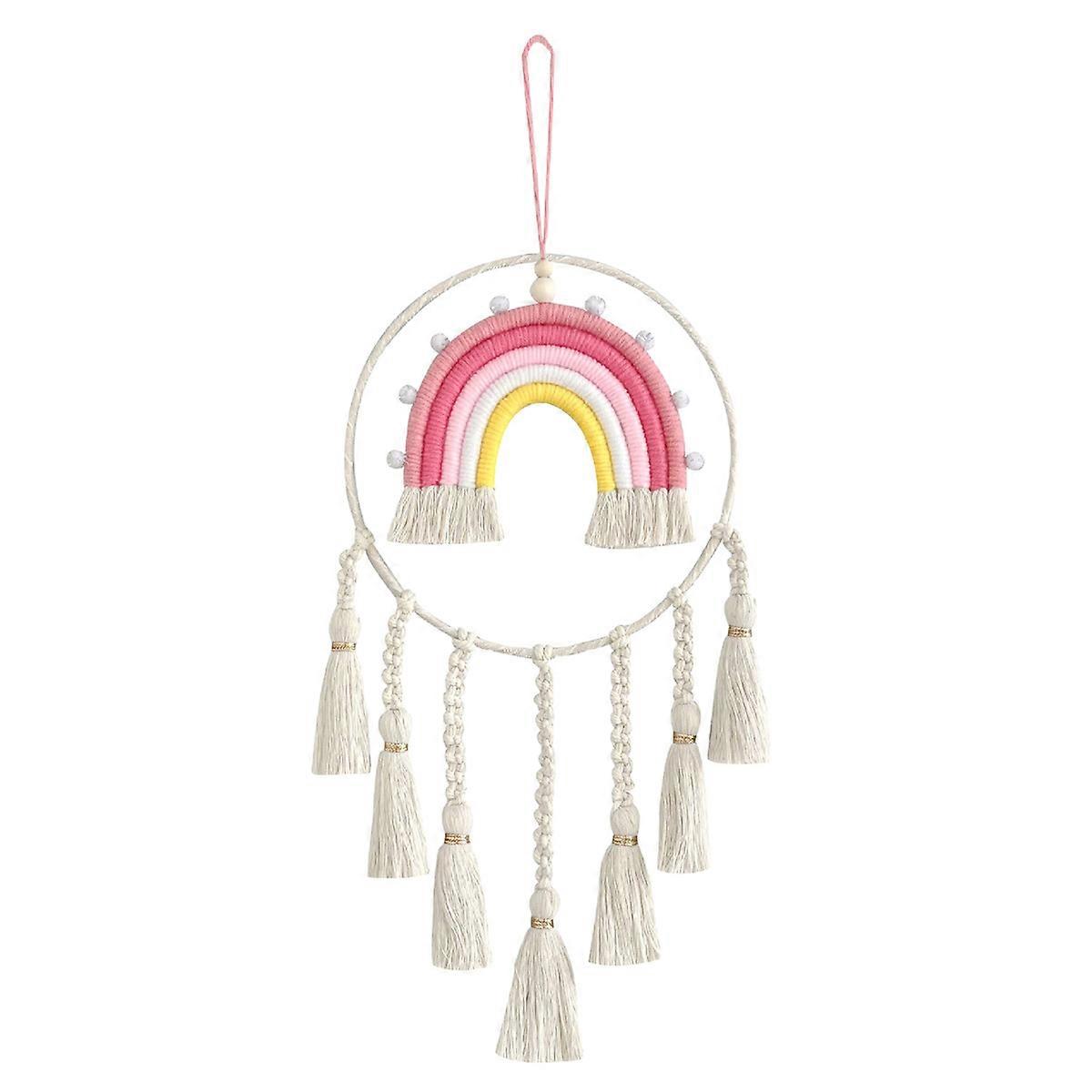 Rainbow Tapestry with Tassels 5 Colors Rainbow Macrame Wall Hanging Rainbow Wall Decor