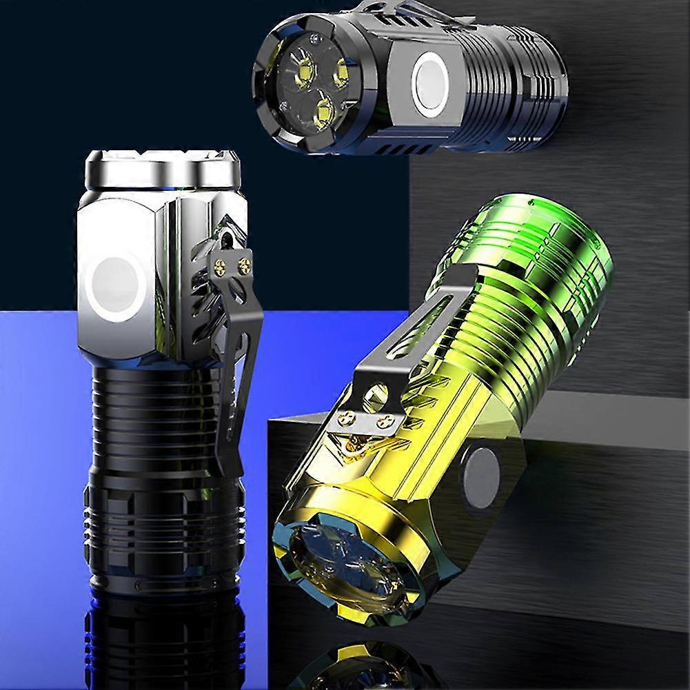 Flashlight strong light super bright mini flash threeeye flashlight waterproof cap clip light