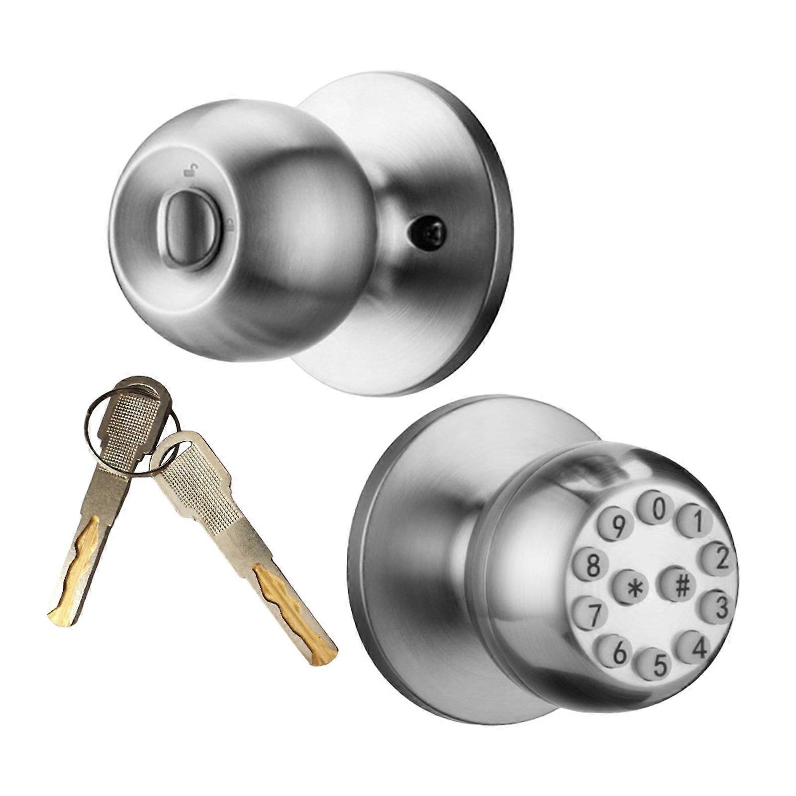 Keypad Door Knob Lock with 2 Keys Keypad Door Lock for Bedroom Office Garage Argent