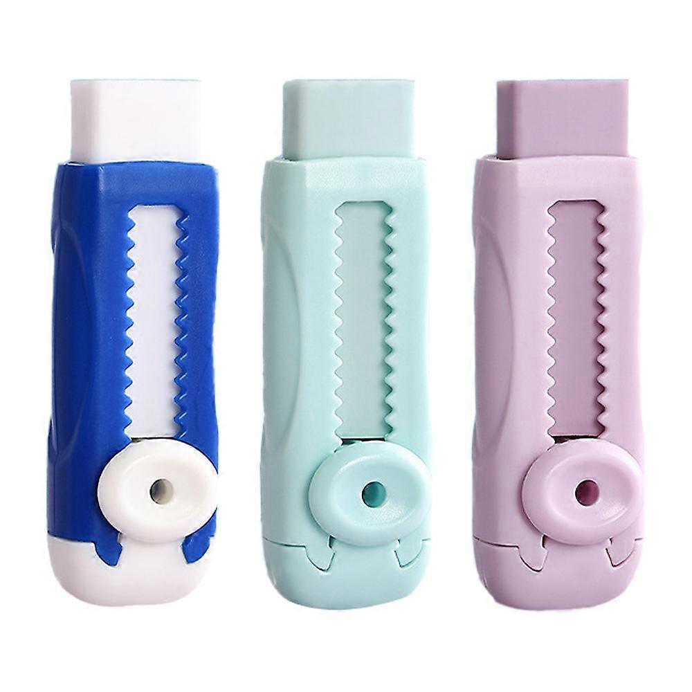 KXJ-3pcs push-pull eraser-blue and white push eraser-suction card + cherry blossom purple push eraser-suction card + hosta green push eraser-suction c