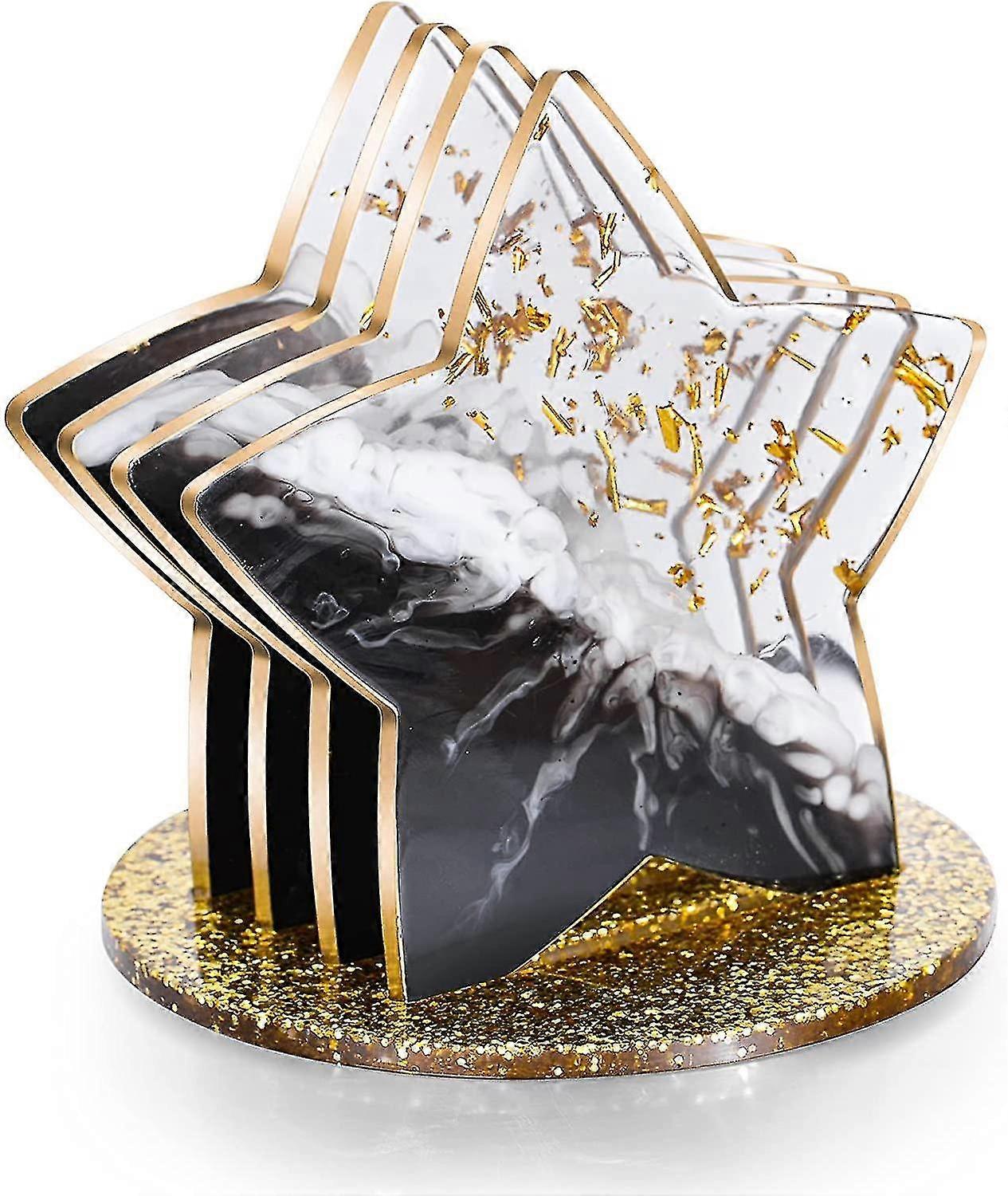 Resin Mold,4pcs Coaster Mold,with 1pcs Coaster Holder Storage Mold_s