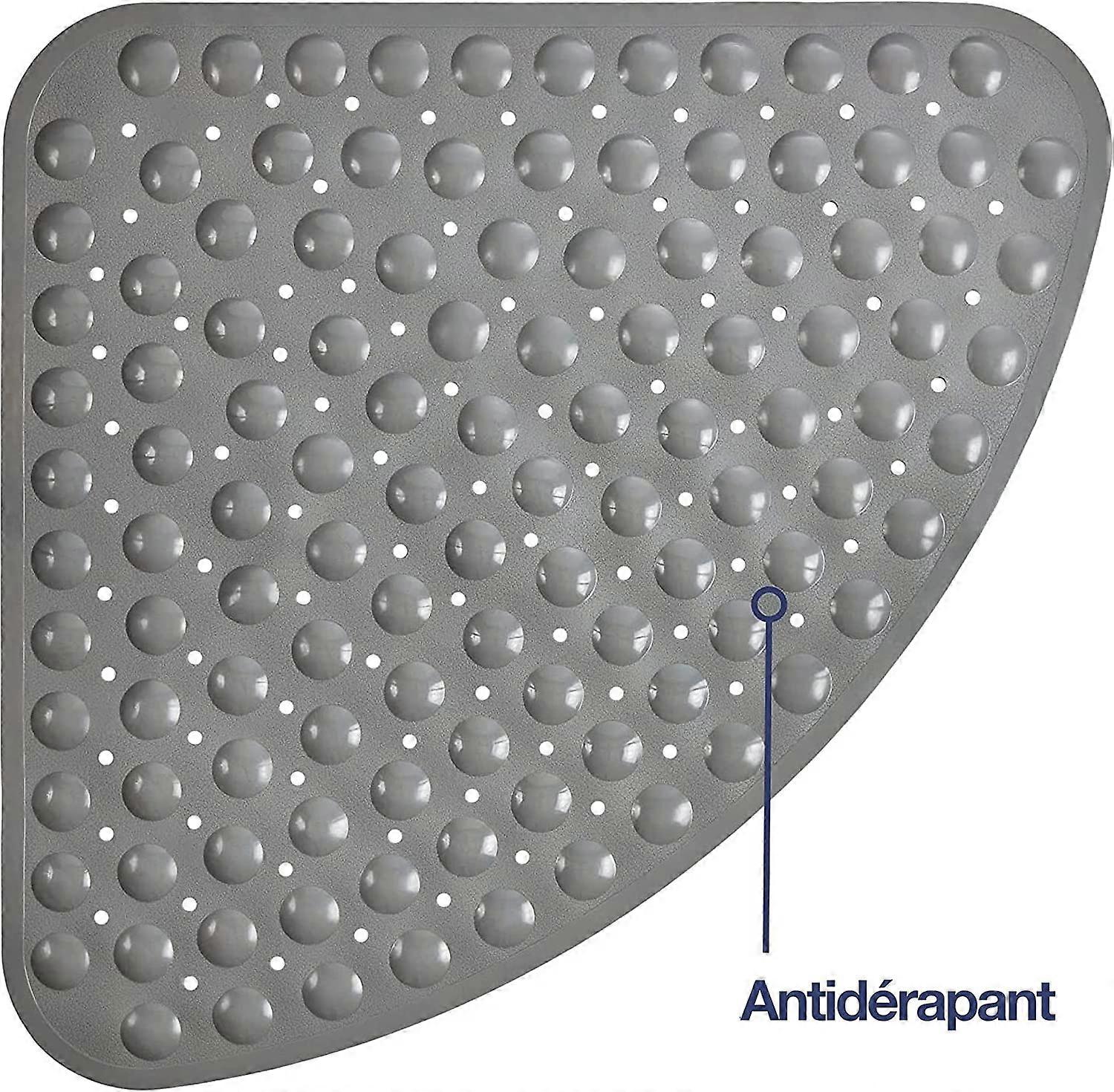 Curved Shower/Bath Mat, Non-Slip, Mildew Resistant, for Walk-in Shower Tray, (Grey, 54 x 54cm)