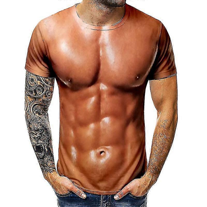 T-shirt Homme Graphique 3D Slim Fit - Polyester Stretch, Coupe Décontractée, Tailles Asiatiques (prendre Plus Grand)