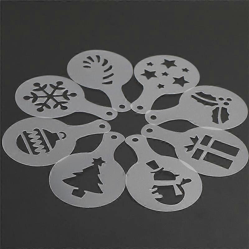 8pcs/set Practical Cake Stencils Mold Christmas Coffee Mold Pastry Tools Cookie Decoration