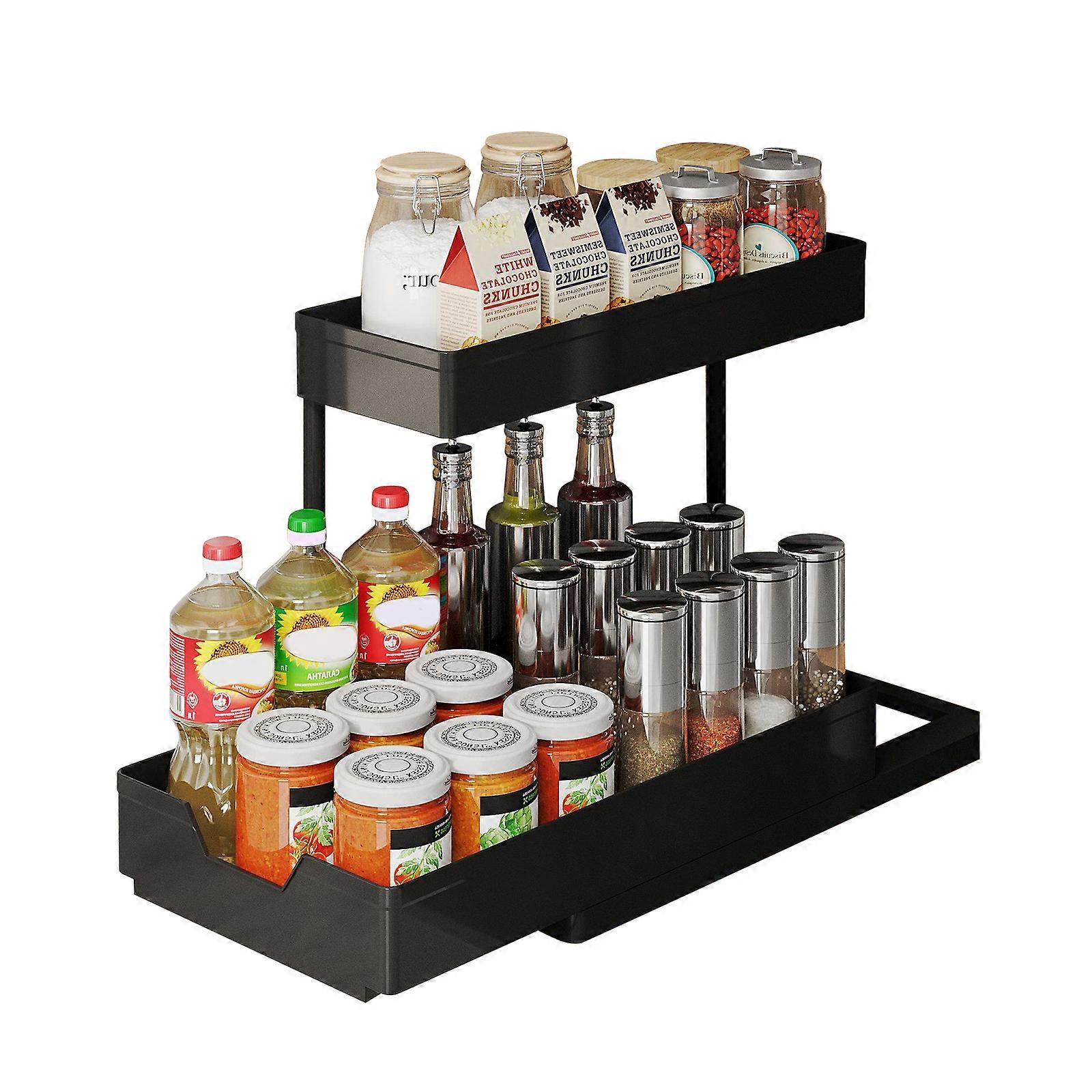 L-shape  pull-out lower sink storage rack ,Under Sink Organizer Storage Rack Cabinet Basket Durable