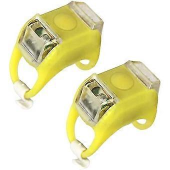 Éclairage de vélo avant et arrière en silicone LED étanche phare arrière de sécurité à haute intensité, paquet de 2, jaune