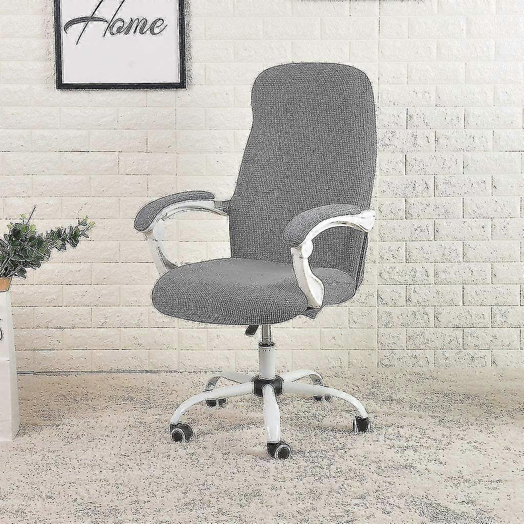 オフィスチェアデスクカバー耐水性グレーストレッチジャカードコンピュータチェアスリップカバー用アームレストチェアM