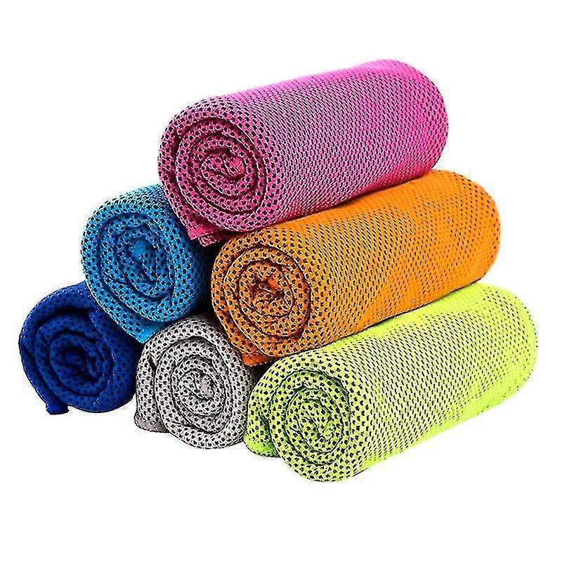 6 Pack Cooling Towel Soft Breathable Chilly Microfiber Towel With Carrying Pouch Random Color