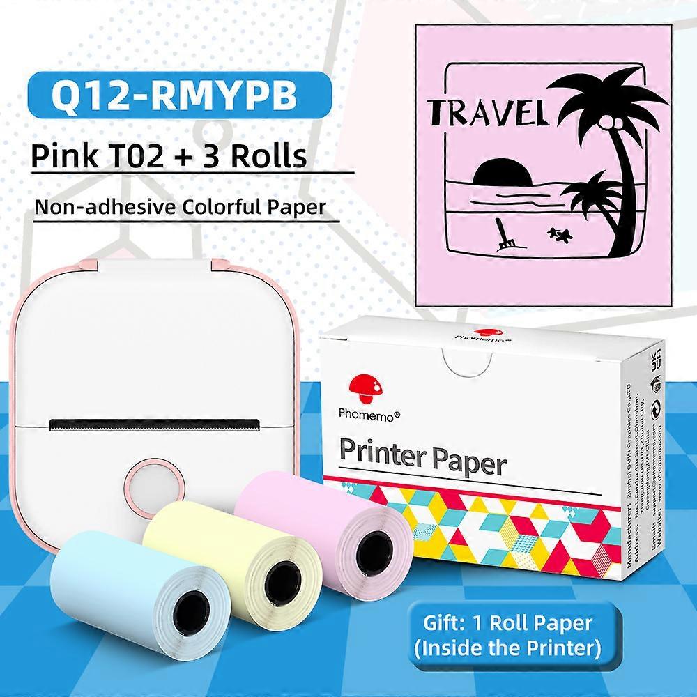 Portable Thermal Printer  T02 Printing Photo Pocket Thermal Label Printer 53mm Printing Wireless for Android IOS Printers