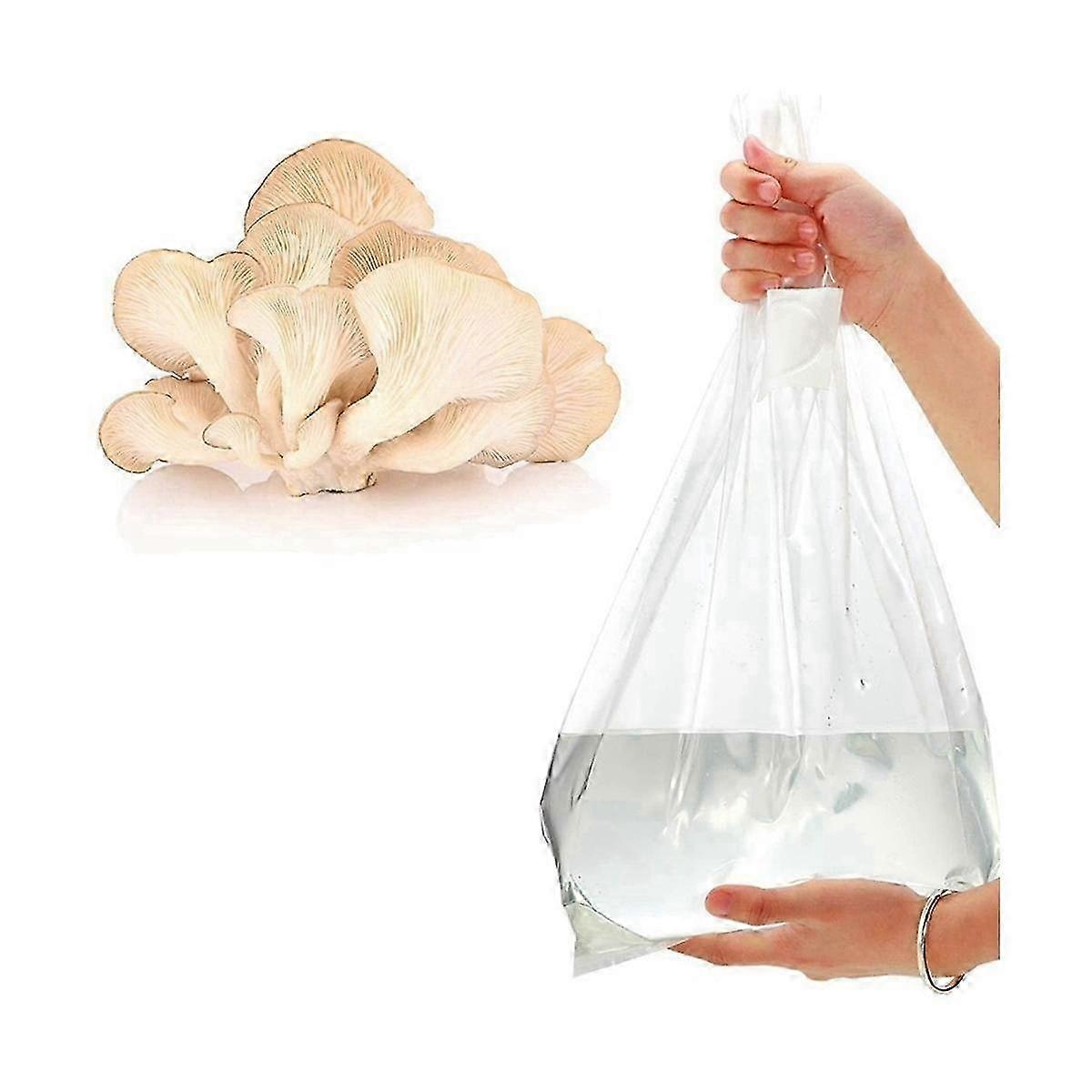 100 stk. soppvekstposer, soppgyteposer, tykke 6 mil-poser, 6 tommer x 20 tommer, 0,2 mikrometer filter, pustende poser