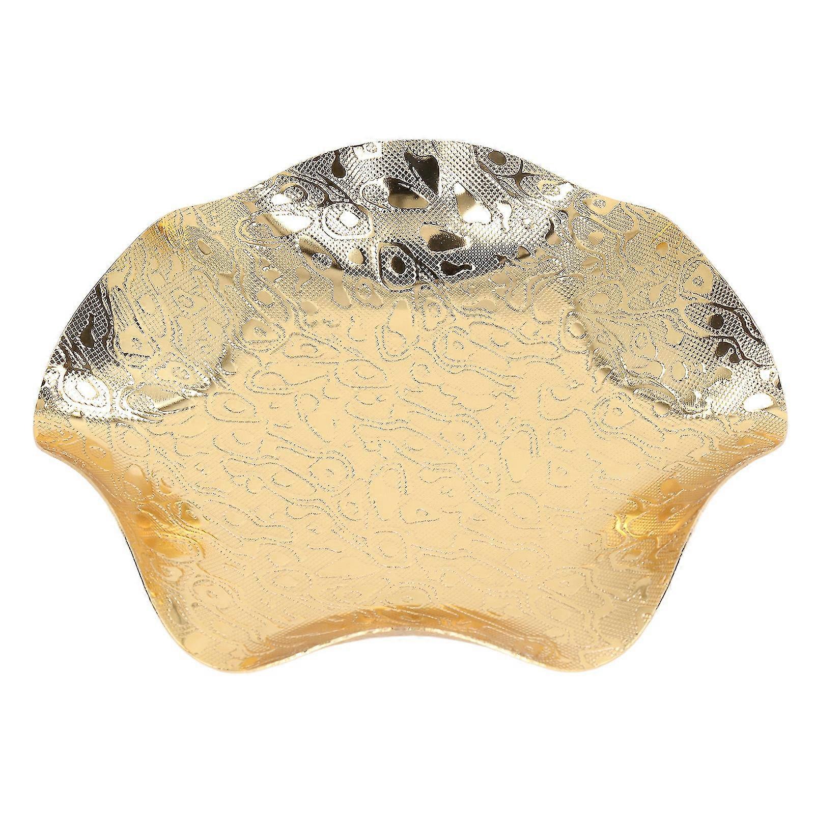 Stainless Steel Gold Electroplated Fruit Bowl with Beautiful Pattern, Dinner and Party, Easy to Clean, Family Gift