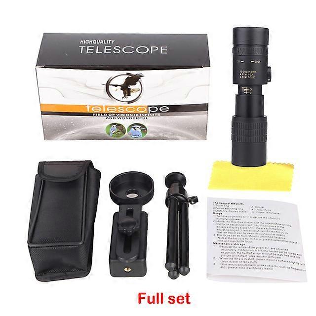 Factory HD Zoom 10-300x30 Portable High Power Monocular Telescope with Tripod&Phone Holder for Bird Watching