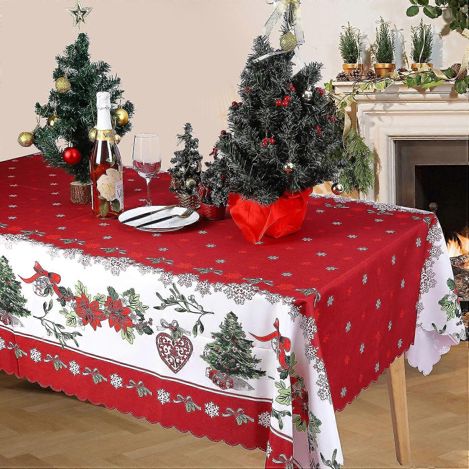 Christmas Tablecloth, Christmas Tablecloth Tablecloths for Rectangle Tables Stain-Resistant Washable Rectangular Table Cover for Christmas New Year De